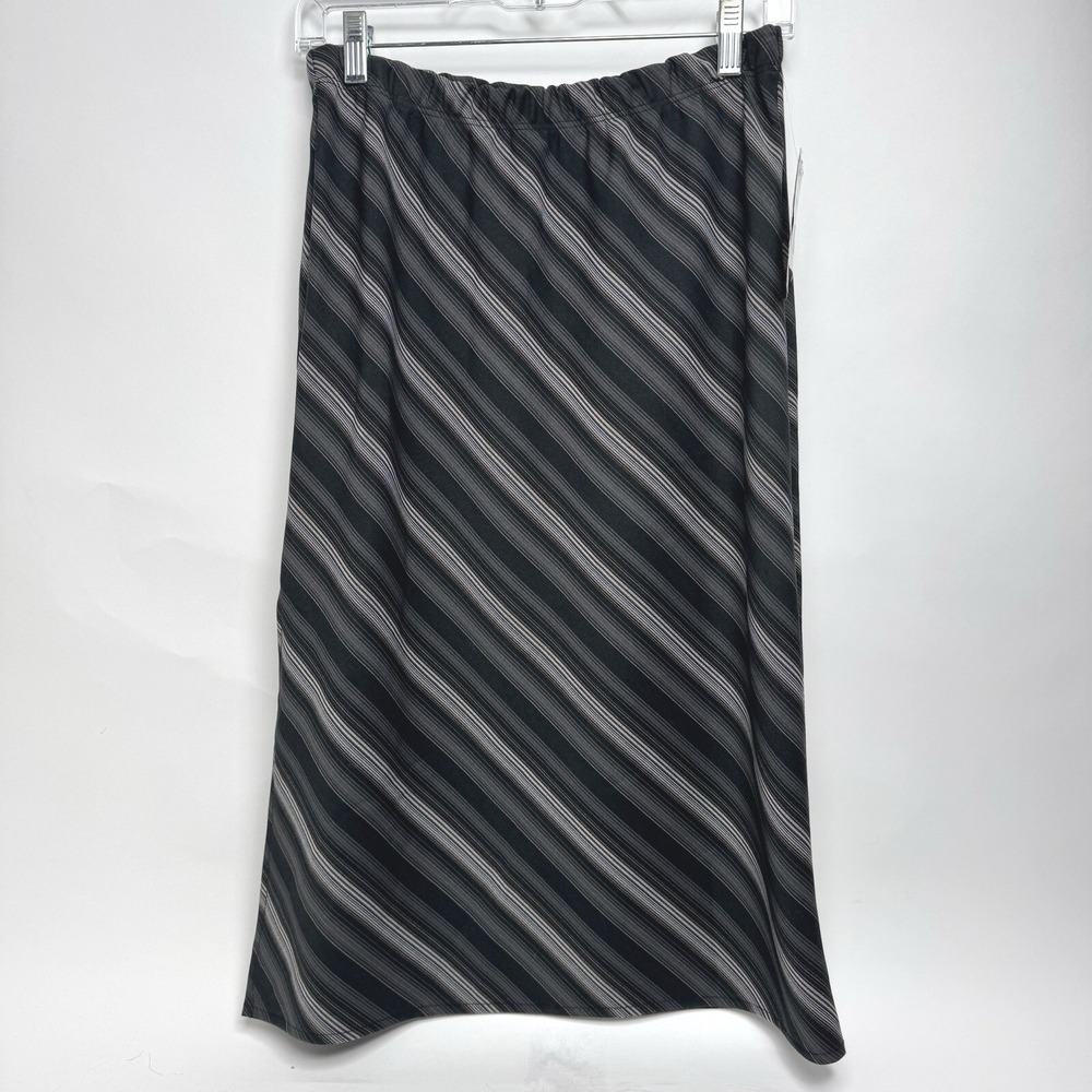 FORGOTTEN GRACE‎ Black Grey Pull on Side Slit Midi Skirt NWT women's small